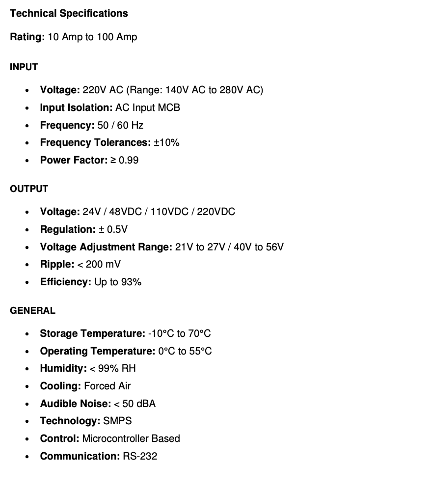 Specification Sheet 1
